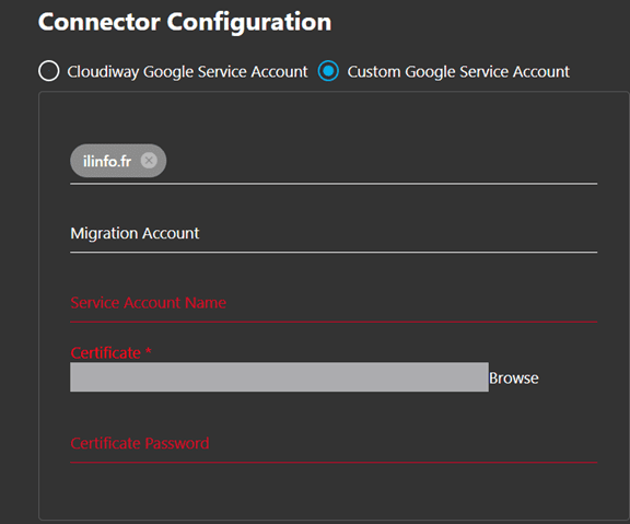 Google service account connector