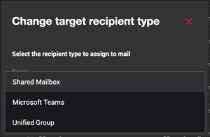 pop up change recipient type